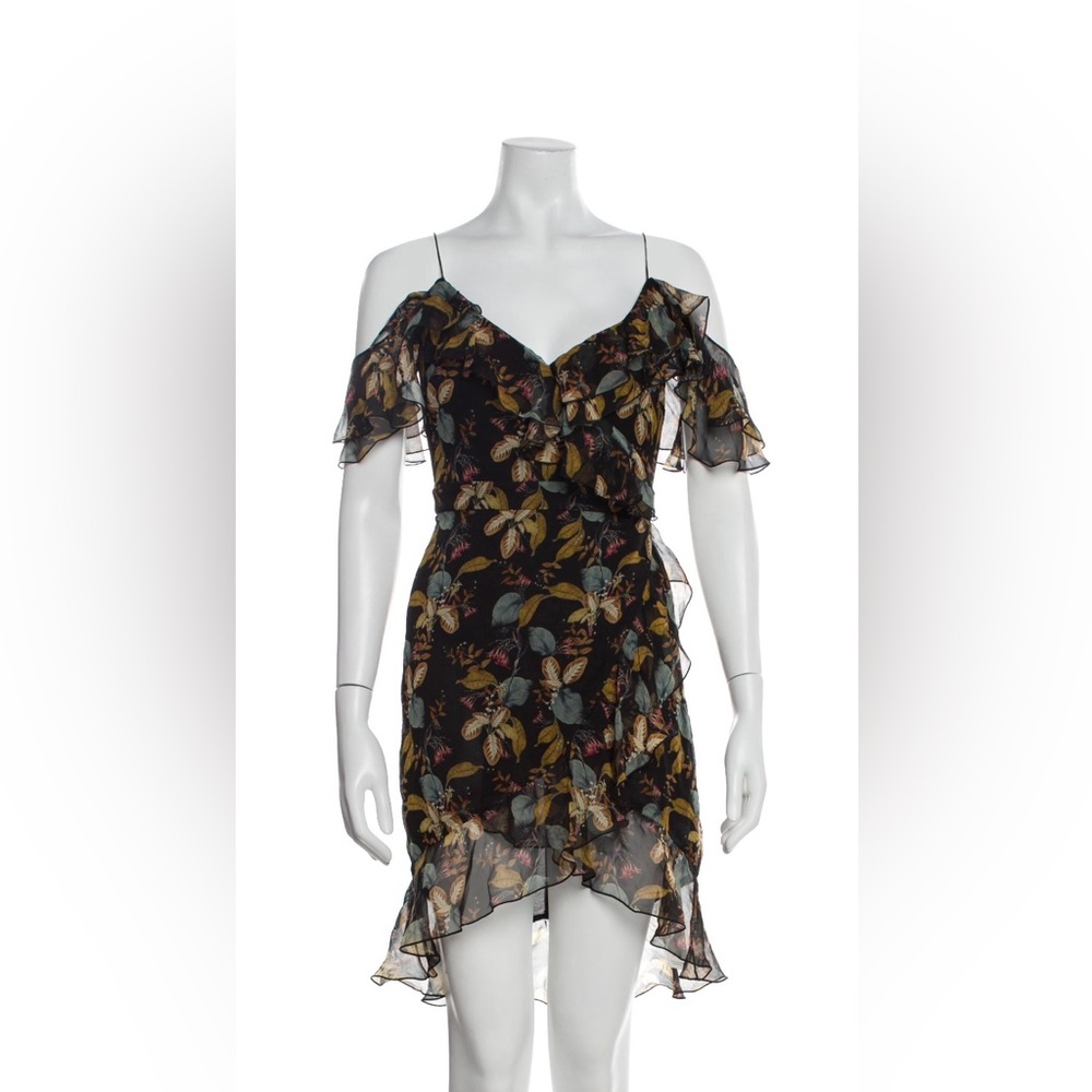 NWOT Nicholas Midi Dress in Black Floral Print in Size 2 XS
